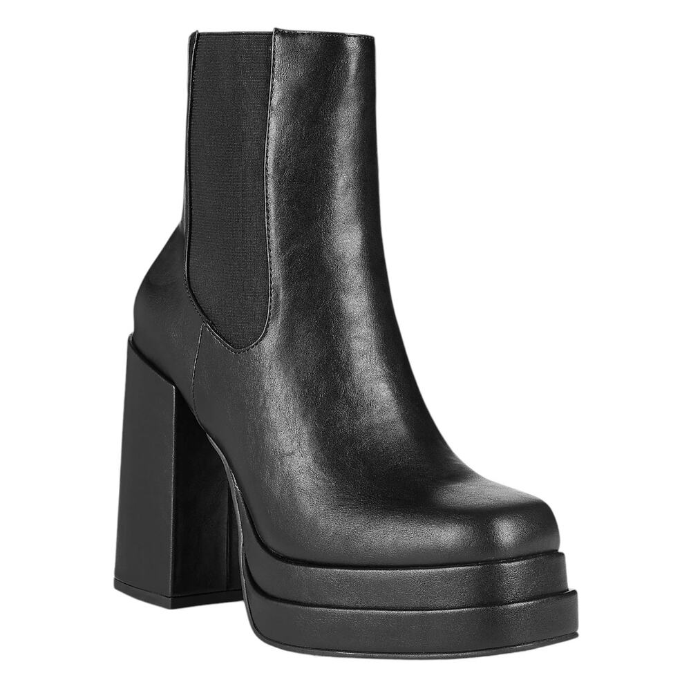 Wild Pair Women's Ohara Double Platform Booties Black Size 8 1/2